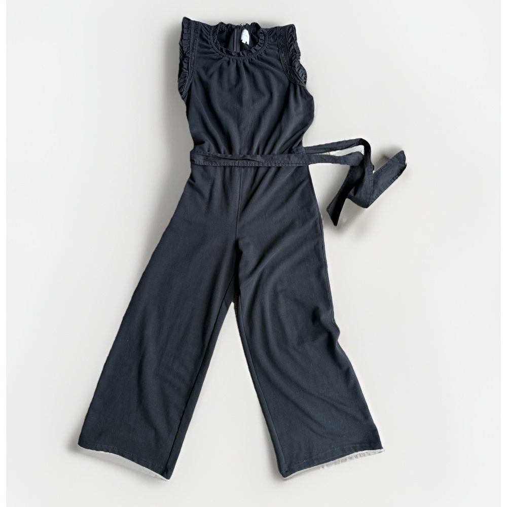Sundays Jumpsuit Black‎ Size 2 (M) Anthropologie Ruffle Trim Belted $198